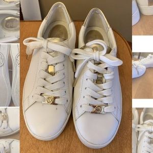 Michael Kors Irving White and Gold Shoes Sneakers Trainers Womens Size 5 US